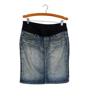 Paige Maternity Pull On Jean Skirt Blue Denim Size 30 Larchmont Knee Length